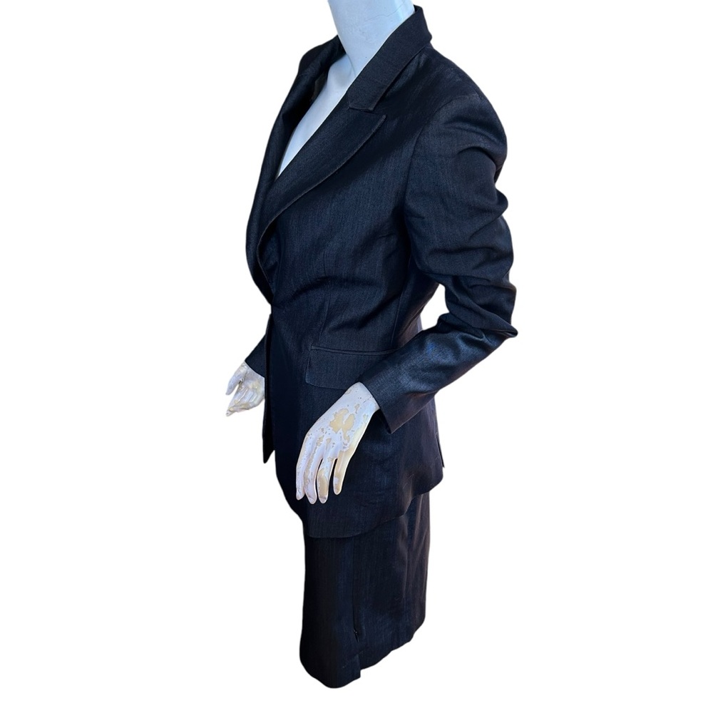 ❄️ 50% off winter Tahari slate 2 piece vintage Jackie O suit skirt jacket 6/8 - Picture 5 of 11